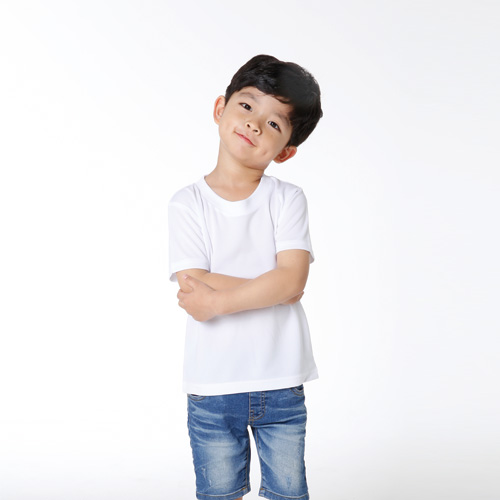 [아동] 300-ACT쿨론 라운드 반팔 티셔츠(백색)