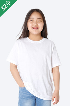 [아동] 83-BBT32수 베이직 라운드 반팔 티셔츠(백색)