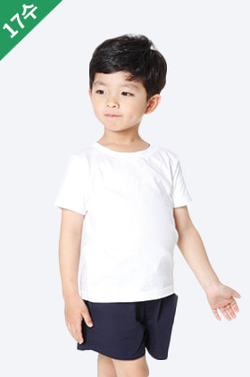 [아동] 85-CVT17수 베이직 라운드 반팔 티셔츠(백색)
